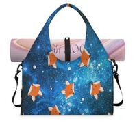 Starry Galaxy Fox Sac de sport avec compartiment à chaussures Motif galaxie Sac de week-end Sac fourre-tout pour salle de sport, yoga, voyage, couleur, L, Sac de voyage