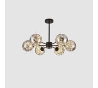 Starry Glass Light Modern Creative Iron Multi-Head Chandelier Dimmable Led Hanging Lamp Bedroom Living Room Dining Room Decorative Lighting Fixture/27.56In/70Cm Black