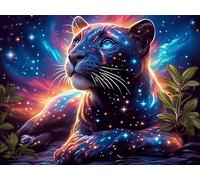 Starry Nebula Panthère Noire 300 Pièces Puzzle pour Ado en Carton Haute Qualité Épais Animal Animal de Compagnie Facile Débutant Jeu De Société Cadeau Fête des Pères Petit Prix Qualité Premium 30