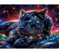 Starry Nebula Panthère Noire 500 Pieces Casse-tête Amateur d'art en Carton Haute Qualité Créatures cosmiques Magiques Très Difficile Niveau Expert Décoration Murale Cadeau Noël Qualité Premium 50