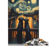 Starry Night and Couple Dogs Puzzle 1000 Pièces Educa Jouet en Bois Divertissement Créatif Décoration Intérieure Jeu Éducatif Challenge Toy Adultes & Enfants des 14 Ans 1000pcs (38x26cm)