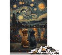 Starry Night and The Dogs Rompecabezas Imposible,desafío Para Adultos Juego Educativo 1000 Piezas Obra De Arte De Juego De Para Adultos Y Niños A Partir De 12 Años 1000pcs (38x26cm)