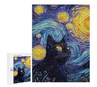 Starry Night Black Cat Art Print-3 Puzzle 1000 Pièces Educa Jouet en Bois Cadeau Unique Décoration Intérieure Jeu Éducatif Challenge Toy Adultes Et Enfants À Partir De 14 Ans 500 PCS