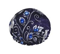 Starry Night Blooms Bonnet de douche imperméable réutilisable pour femme - Couvre-cheveux élastique pour bain, spa, voyage et utilisation quotidienne