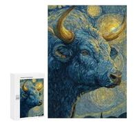 Starry Night Bull Art Print -2 Puzzle 1000 Pièces Educa Jouet en Bois Cadeau Unique Décoration Intérieure Jeu Éducatif Challenge Toy Adultes Et Enfants À Partir De 14 Ans 300 PCS