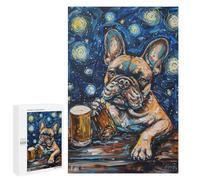 Starry Night Bulldog with Beer Puzzle 1000 Pièces Educa Jouet en Bois Cadeau Unique Décoration Intérieure Jeu Éducatif Challenge Toy Adultes Et Enfants À Partir De 14 Ans 1000 PCS