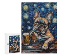 Starry Night Bulldog with Beer Puzzle 1000 Pièces Educa Jouet en Bois Cadeau Unique Décoration Intérieure Jeu Éducatif Challenge Toy Adultes Et Enfants À Partir De 14 Ans 300 PCS
