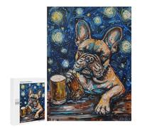 Starry Night Bulldog with Beer Puzzle 500 Pièces Educa Jouet en Bois Cadeau Unique Décoration Intérieure Jeu Éducatif Challenge Toy Adultes Et Enfants À Partir De 14 Ans 500 PCS