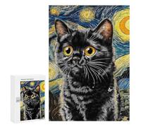 Starry Night Cat Art Print-4 Puzzle 1000 Pièces Educa Jouet en Bois Cadeau Unique Décoration Intérieure Jeu Éducatif Challenge Toy Adultes Et Enfants À Partir De 14 Ans 300 PCS