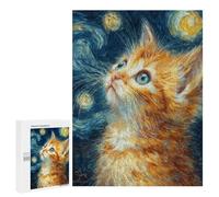 Starry Night Cat Art Print -9 Puzzle 1000 Pièces Educa Jouet en Bois Cadeau Unique Décoration Intérieure Jeu Éducatif Challenge Toy Adultes Et Enfants À Partir De 14 Ans 500 PCS
