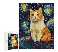 Starry Night Cat Art Print Puzzle 1000 Pièces Educa Jouet en Bois Cadeau Unique Décoration Intérieure Jeu Éducatif Challenge Toy Adultes Et Enfants À Partir De 14 Ans 500 PCS