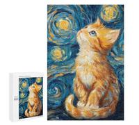Starry Night Cat Painting -2 Puzzle 1000 Pièces Educa Jouet en Bois Cadeau Unique Décoration Intérieure Jeu Éducatif Challenge Toy Adultes Et Enfants À Partir De 14 Ans 1000 PCS