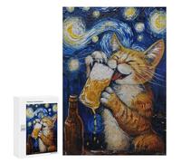 Starry Night Cat with Beer -2 Puzzle 300 Pièces Educa Jouet en Bois Cadeau Unique Décoration Intérieure Jeu Éducatif Challenge Toy Adultes Et Enfants À Partir De 14 Ans 300 PCS