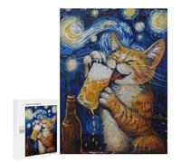 Starry Night Cat with Beer -2 Puzzle 500 Pièces Educa Jouet en Bois Cadeau Unique Décoration Intérieure Jeu Éducatif Challenge Toy Adultes Et Enfants À Partir De 14 Ans 500 PCS