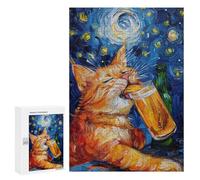 Starry Night Cat with Beer -4 Puzzle 1000 Pièces Educa Jouet en Bois Cadeau Unique Décoration Intérieure Jeu Éducatif Challenge Toy Adultes Et Enfants À Partir De 14 Ans 300 PCS