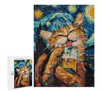 Starry Night Cat with Beer Puzzle 500 Pièces Educa Jouet en Bois Cadeau Unique Décoration Intérieure Jeu Éducatif Challenge Toy Adultes Et Enfants À Partir De 14 Ans 500 PCS