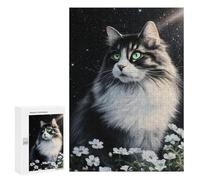 Starry Night Cat with Flowers Puzzle 1000 Pièces Educa Jouet en Bois Cadeau Unique Décoration Intérieure Jeu Éducatif Challenge Toy Adultes Et Enfants À Partir De 14 Ans 300 PCS