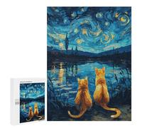 Starry Night Cats -1 Puzzle 1000 Pièces Educa Jouet en Bois Cadeau Unique Décoration Intérieure Jeu Éducatif Challenge Toy Adultes Et Enfants À Partir De 14 Ans 500 PCS