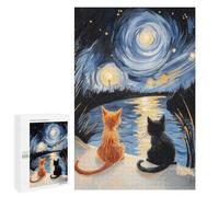Starry Night Cats -13 Puzzle 1000 Pièces Educa Jouet en Bois Cadeau Unique Décoration Intérieure Jeu Éducatif Challenge Toy Adultes Et Enfants À Partir De 14 Ans 1000 PCS