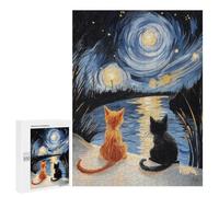 Starry Night Cats -13 Puzzle 500 Pièces Educa Jouet en Bois Cadeau Unique Décoration Intérieure Jeu Éducatif Challenge Toy Adultes Et Enfants À Partir De 14 Ans 500 PCS