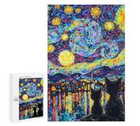 Starry Night Cats -19 Puzzle 1000 Pièces Educa Jouet en Bois Cadeau Unique Décoration Intérieure Jeu Éducatif Challenge Toy Adultes Et Enfants À Partir De 14 Ans 1000 PCS