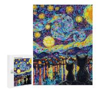 Starry Night Cats -19 Puzzle 1000 Pièces Educa Jouet en Bois Cadeau Unique Décoration Intérieure Jeu Éducatif Challenge Toy Adultes Et Enfants À Partir De 14 Ans 500 PCS