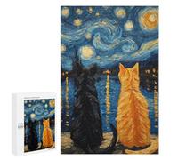 Starry Night Cats -2 Puzzle 1000 Pièces Educa Jouet en Bois Cadeau Unique Décoration Intérieure Jeu Éducatif Challenge Toy Adultes Et Enfants À Partir De 14 Ans 1000 PCS