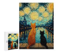 Starry Night Cats -24 Puzzle 1000 Pièces Educa Jouet en Bois Cadeau Unique Décoration Intérieure Jeu Éducatif Challenge Toy Adultes Et Enfants À Partir De 14 Ans 500 PCS