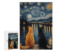 Starry Night Cats -3 Puzzle 1000 Pièces Educa Jouet en Bois Cadeau Unique Décoration Intérieure Jeu Éducatif Challenge Toy Adultes Et Enfants À Partir De 14 Ans 300 PCS