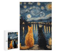 Starry Night Cats -3 Puzzle 1000 Pièces Educa Jouet en Bois Cadeau Unique Décoration Intérieure Jeu Éducatif Challenge Toy Adultes Et Enfants À Partir De 14 Ans 1000 PCS