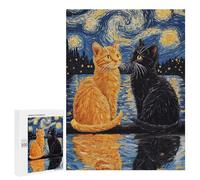 Starry Night Cats Art Print -1 Puzzle 1000 Pièces Educa Jouet en Bois Cadeau Unique Décoration Intérieure Jeu Éducatif Challenge Toy Adultes Et Enfants À Partir De 14 Ans 500 PCS