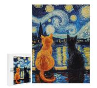 Starry Night Cats Art Print Puzzle 1000 Pièces Educa Jouet en Bois Cadeau Unique Décoration Intérieure Jeu Éducatif Challenge Toy Adultes Et Enfants À Partir De 14 Ans 500 PCS