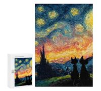 Starry Night Cats Puzzle 1000 Pièces Educa Jouet en Bois Cadeau Unique Décoration Intérieure Jeu Éducatif Challenge Toy Adultes Et Enfants À Partir De 14 Ans 300 PCS