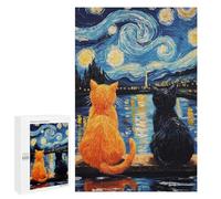 Starry Night Cats Reflection -1 Puzzle 1000 Pièces Educa Jouet en Bois Cadeau Unique Décoration Intérieure Jeu Éducatif Challenge Toy Adultes Et Enfants À Partir De 14 Ans 1000 PCS
