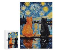 Starry Night Cats Reflection -3 Puzzle 300 Pièces Educa Jouet en Bois Cadeau Unique Décoration Intérieure Jeu Éducatif Challenge Toy Adultes Et Enfants À Partir De 14 Ans 300 PCS
