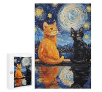 Starry Night Cats Reflection -4 Puzzle 1000 Pièces Educa Jouet en Bois Cadeau Unique Décoration Intérieure Jeu Éducatif Challenge Toy Adultes Et Enfants À Partir De 14 Ans 1000 PCS