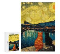Starry Night Cats Romance Puzzle 300 Pièces Educa Jouet en Bois Cadeau Unique Décoration Intérieure Jeu Éducatif Challenge Toy Adultes Et Enfants À Partir De 14 Ans 300 PCS