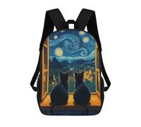 Starry Night Cats Van Gogh 17inch Sacs À Dos Scolaires Imprimés En 3D - Sacs À Dos Tendance Pour Garçons Du Primaire Et Du Collège