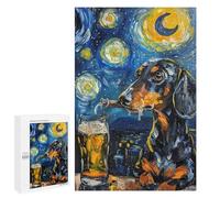 Starry Night Dachshund with Beer Puzzle 1000 Pièces Educa Jouet en Bois Cadeau Unique Décoration Intérieure Jeu Éducatif Challenge Toy Adultes Et Enfants À Partir De 14 Ans 1000 PCS