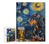 Starry Night Dachshund with Beer Puzzle 1000 Pièces Educa Jouet en Bois Cadeau Unique Décoration Intérieure Jeu Éducatif Challenge Toy Adultes Et Enfants À Partir De 14 Ans 500 PCS