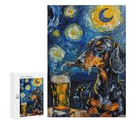 Starry Night Dachshund with Beer Puzzle 300 Pièces Educa Jouet en Bois Cadeau Unique Décoration Intérieure Jeu Éducatif Challenge Toy Adultes Et Enfants À Partir De 14 Ans 300 PCS