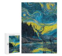 Starry Night Deer Reflections Puzzle 1000 Pièces Educa Jouet en Bois Cadeau Unique Décoration Intérieure Jeu Éducatif Challenge Toy Adultes Et Enfants À Partir De 14 Ans 300 PCS