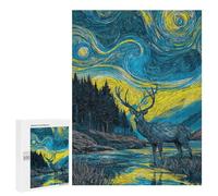 Starry Night Deer Reflections Puzzle 1000 Pièces Educa Jouet en Bois Cadeau Unique Décoration Intérieure Jeu Éducatif Challenge Toy Adultes Et Enfants À Partir De 14 Ans 500 PCS