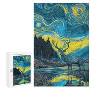 Starry Night Deer Reflections Puzzle 1000 Pièces Educa Jouet en Bois Cadeau Unique Décoration Intérieure Jeu Éducatif Challenge Toy Adultes Et Enfants À Partir De 14 Ans 1000 PCS