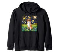 Starry Night Dog Meadow - Scène artistique pour animaux de compagnie, chiot mignon Sweat à Capuche