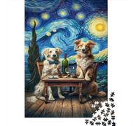Starry Night Dogs Art Print-2 Plaque Métallique Rétro 38x26cm/1000pcs pour Le Pub Ou Le Café, Décoration pour Une Nouvelle Pièce De La Maison