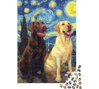 Starry Night Dogs Puzzle 1000 Pièces Educa Jouet en Bois Divertissement Créatif De l'art De La Décoration Jeu Éducatif Challenge Toy Adultes & Enfants des 14 Ans 38x26cm/1000pcs