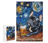 Starry Night French Bulldog with Beer Mug Puzzle 1000 Pièces Educa Jouet en Bois Cadeau Unique Décoration Intérieure Jeu Éducatif Challenge Toy Adultes Et Enfants À Partir De 14 Ans 1000 PCS