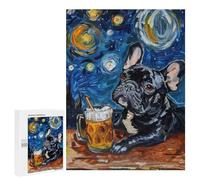 Starry Night French Bulldog with Beer Mug Puzzle 1000 Pièces Educa Jouet en Bois Cadeau Unique Décoration Intérieure Jeu Éducatif Challenge Toy Adultes Et Enfants À Partir De 14 Ans 500 PCS