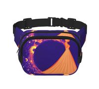 Starry Night Gown Sac banane carré double couche avec bandoulière réglable Idéal pour les sports de plein air, noir, One Size